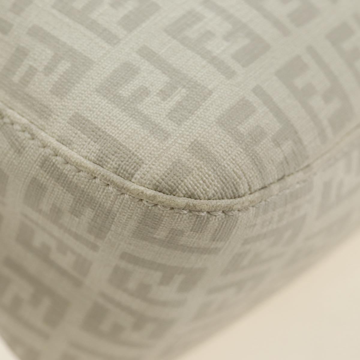 FENDI Zucchino Canvas Mamma Baguette Bag PVC White Silver Auth yk20548SAM