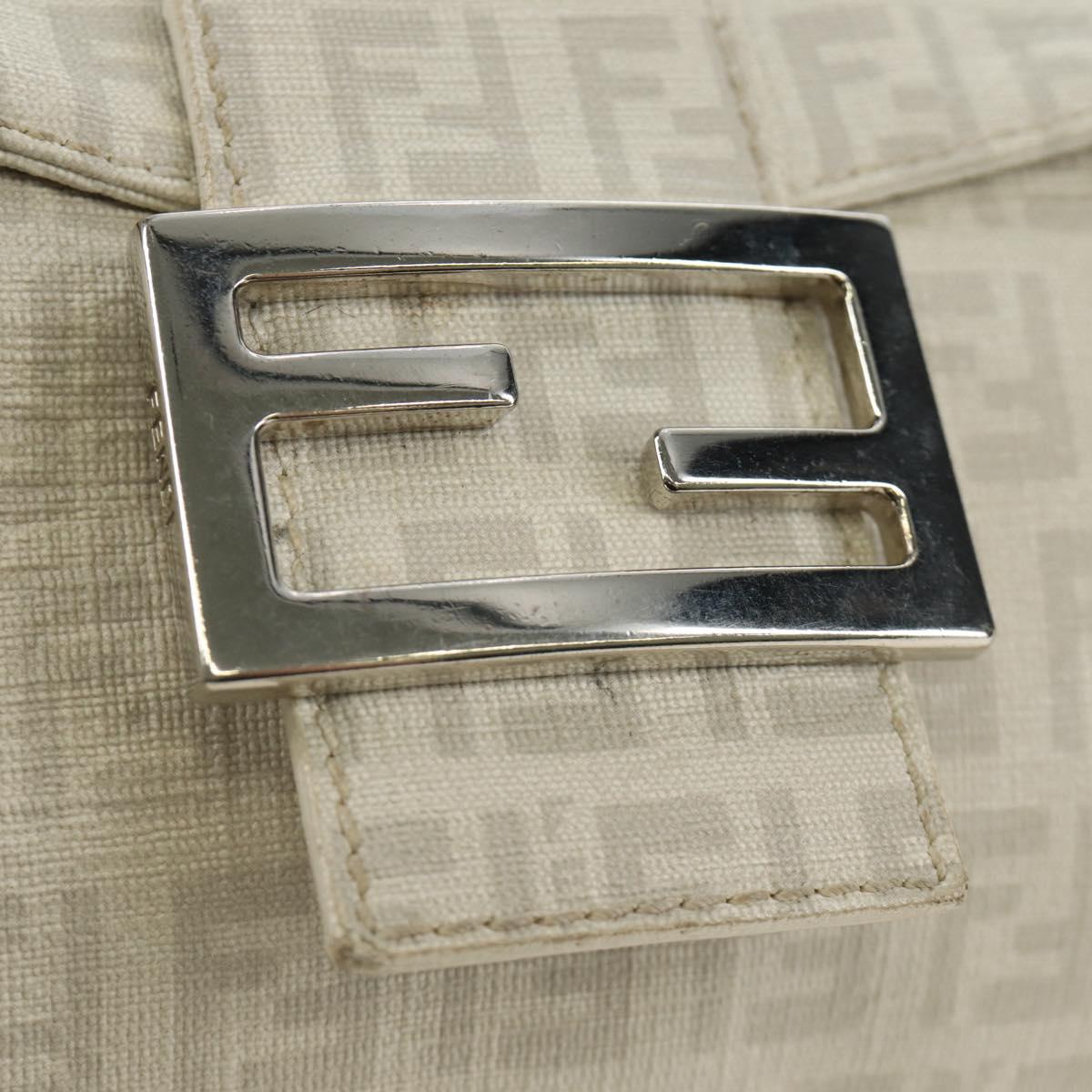 FENDI Zucchino Canvas Mamma Baguette Bag PVC White Silver Auth yk20548SAM