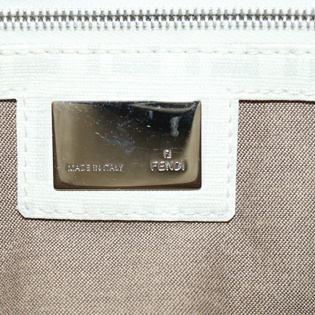 FENDI Zucchino Canvas Mamma Baguette Bag PVC White Silver Auth yk20548SAM