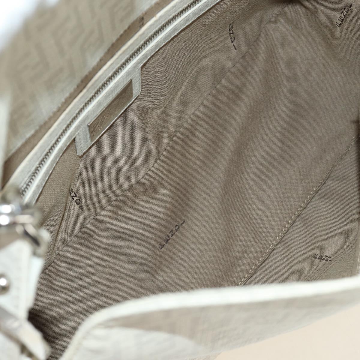 FENDI Zucchino Canvas Mamma Baguette Bag PVC White Silver Auth yk20548SAM