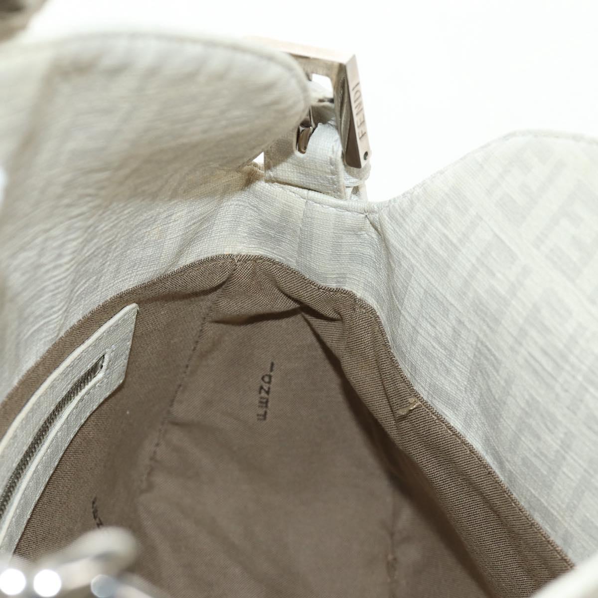 FENDI Zucchino Canvas Mamma Baguette Bag PVC White Silver Auth yk20548SAM
