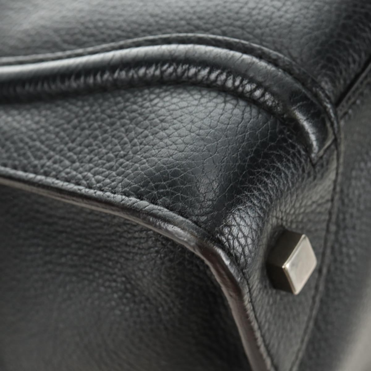 CELINE Luggage Mini Shopper Hand Bag Leather Black Silver Auth yk20549SAM