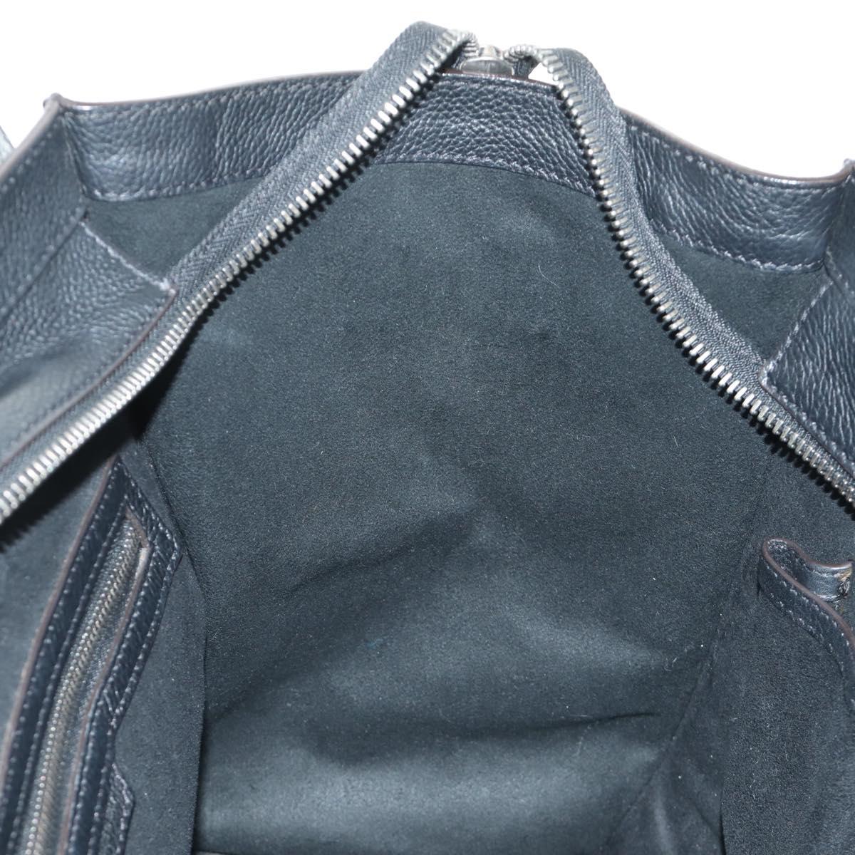 CELINE Luggage Mini Shopper Hand Bag Leather Black Silver Auth yk20549SAM