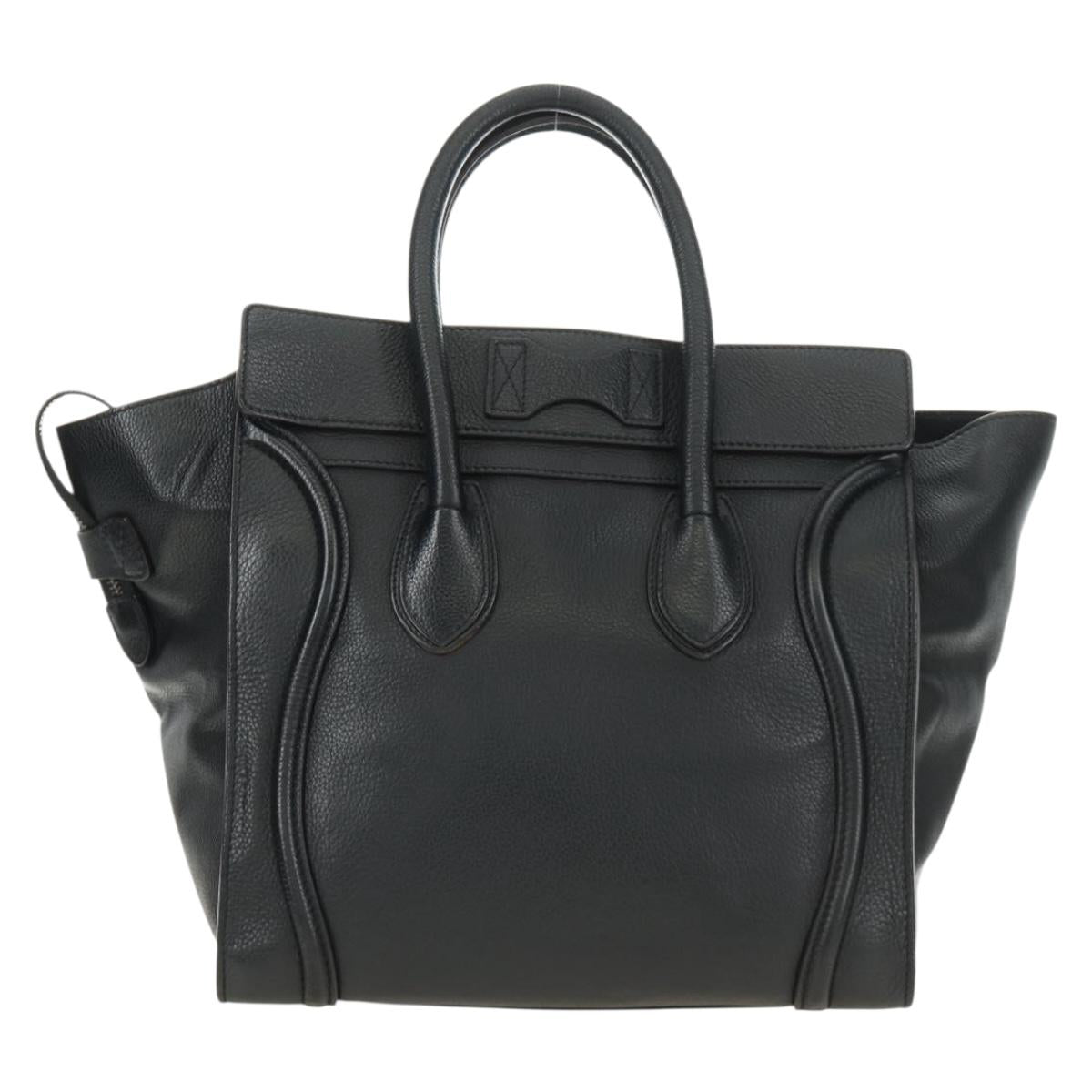 CELINE Luggage Mini Shopper Hand Bag Leather Black Silver Auth yk20549SAM
