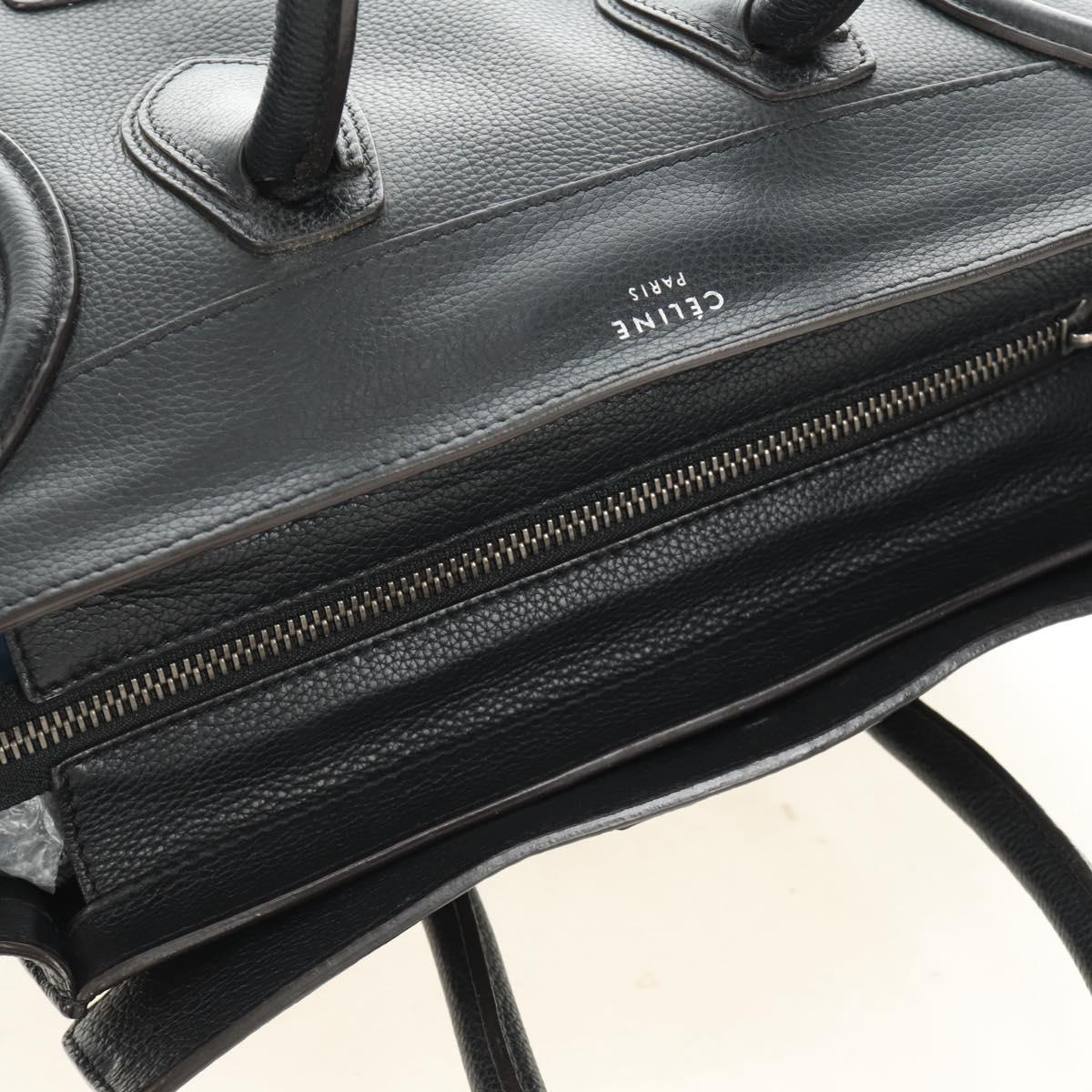 CELINE Luggage Mini Shopper Hand Bag Leather Black Silver Auth yk20549SAM