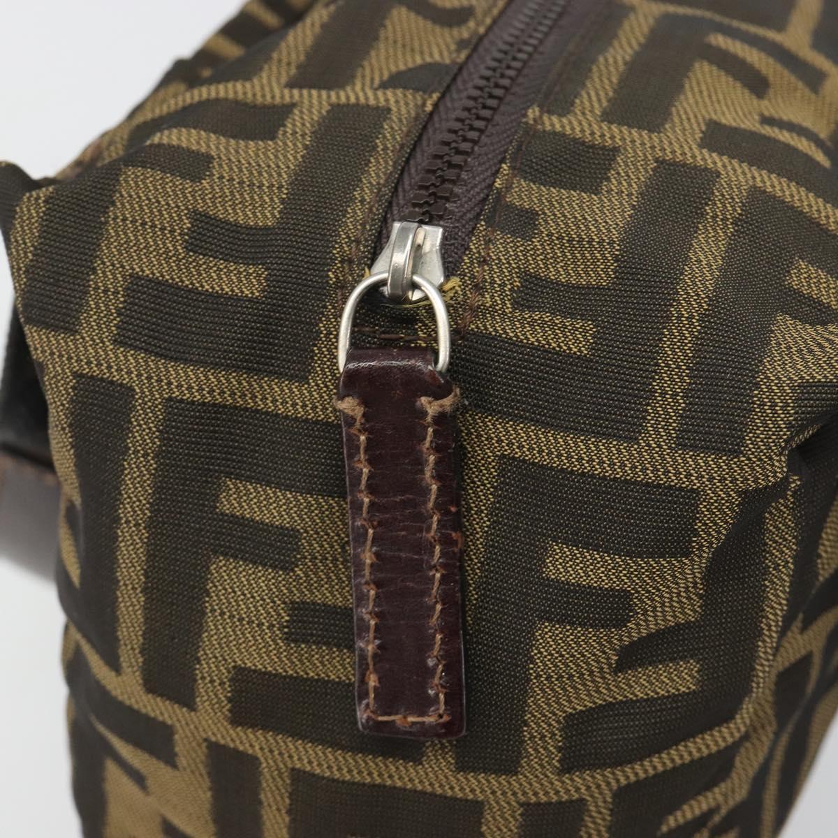 FENDI Zucca Canvas Hand Bag Black Brown Auth yk20550A