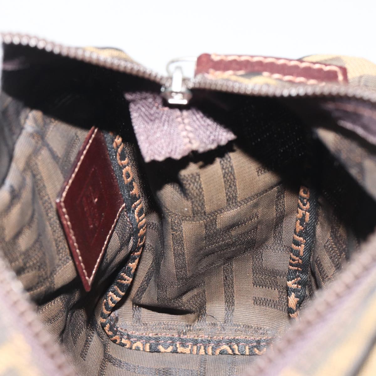 FENDI Zucca Canvas Hand Bag Black Brown Auth yk20550A