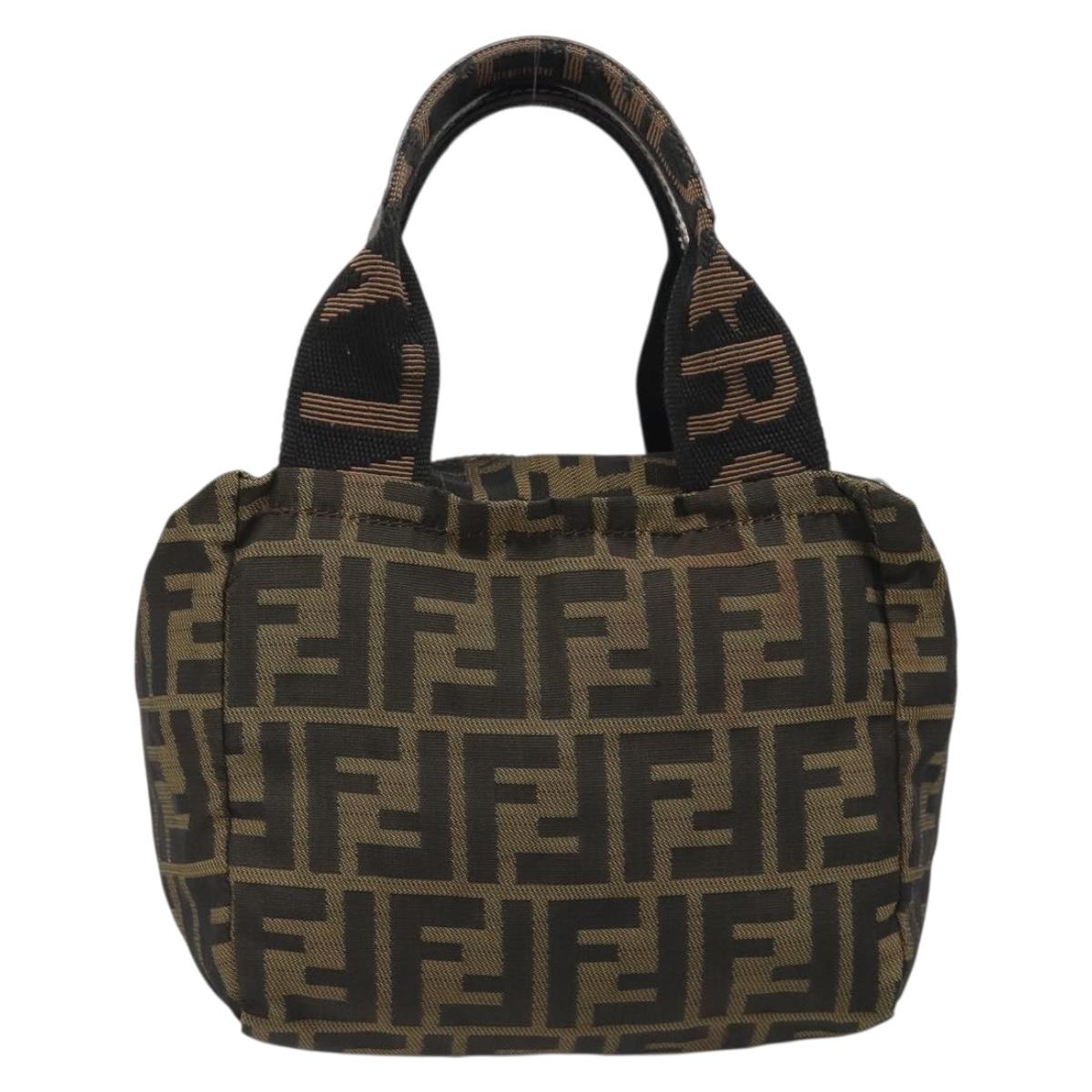 FENDI Zucca Canvas Hand Bag Black Brown Auth yk20550A