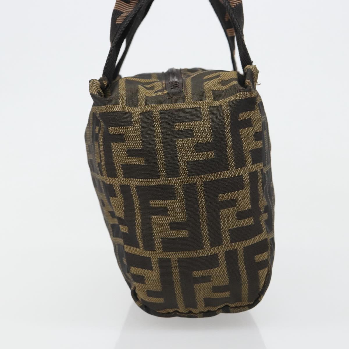 FENDI Zucca Canvas Hand Bag Black Brown Auth yk20550A