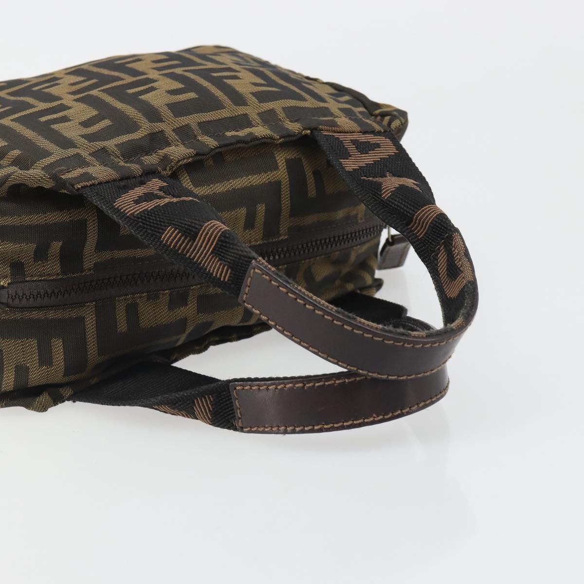 FENDI Zucca Canvas Hand Bag Black Brown Auth yk20550A