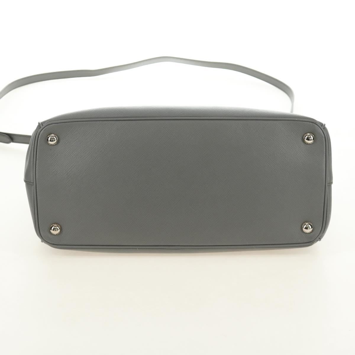 PRADA Hand Bag Safiano Leather 2way Gray Silver Auth yk20551SAM