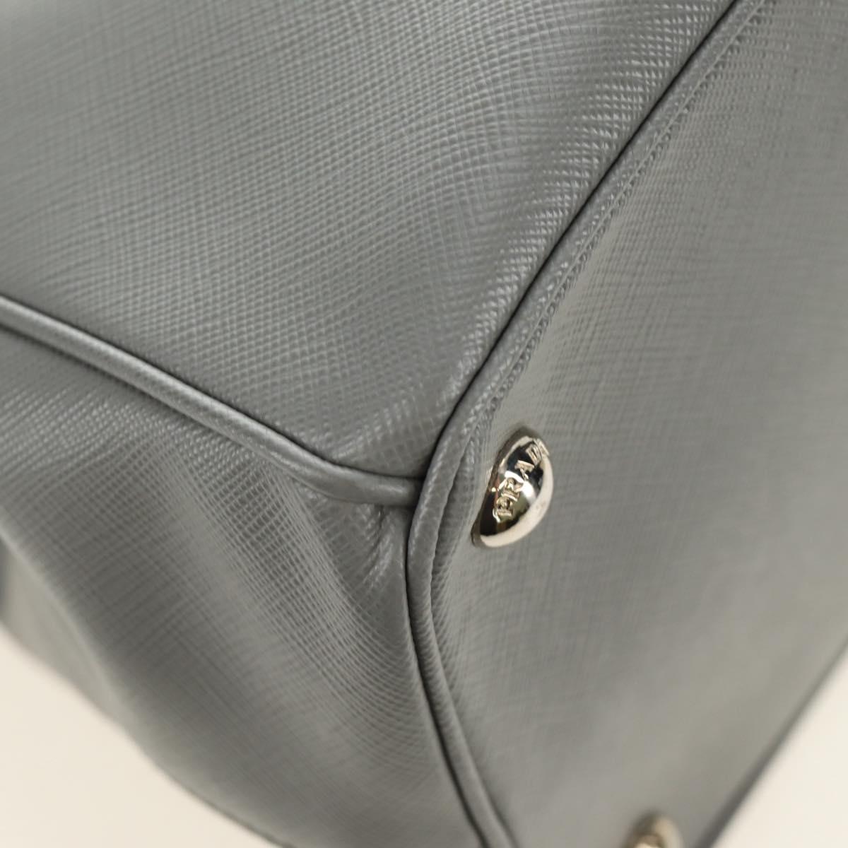 PRADA Hand Bag Safiano Leather 2way Gray Silver Auth yk20551SAM