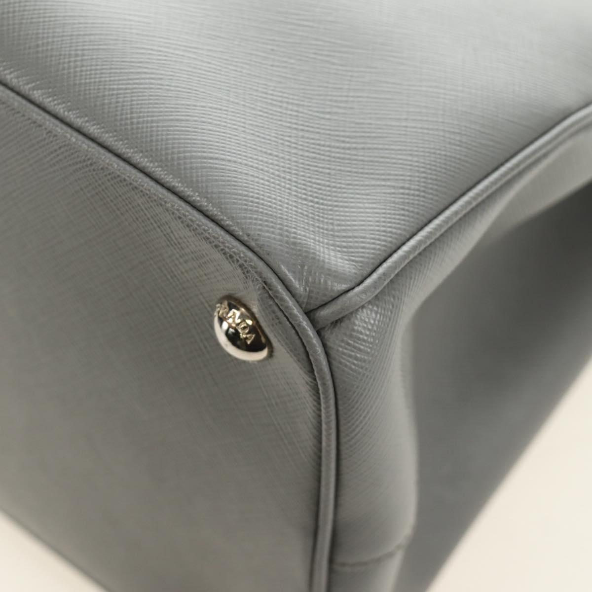 PRADA Hand Bag Safiano Leather 2way Gray Silver Auth yk20551SAM