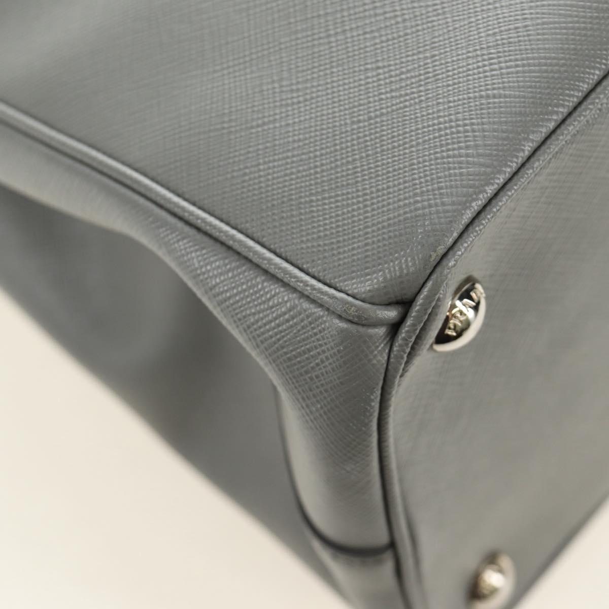 PRADA Hand Bag Safiano Leather 2way Gray Silver Auth yk20551SAM
