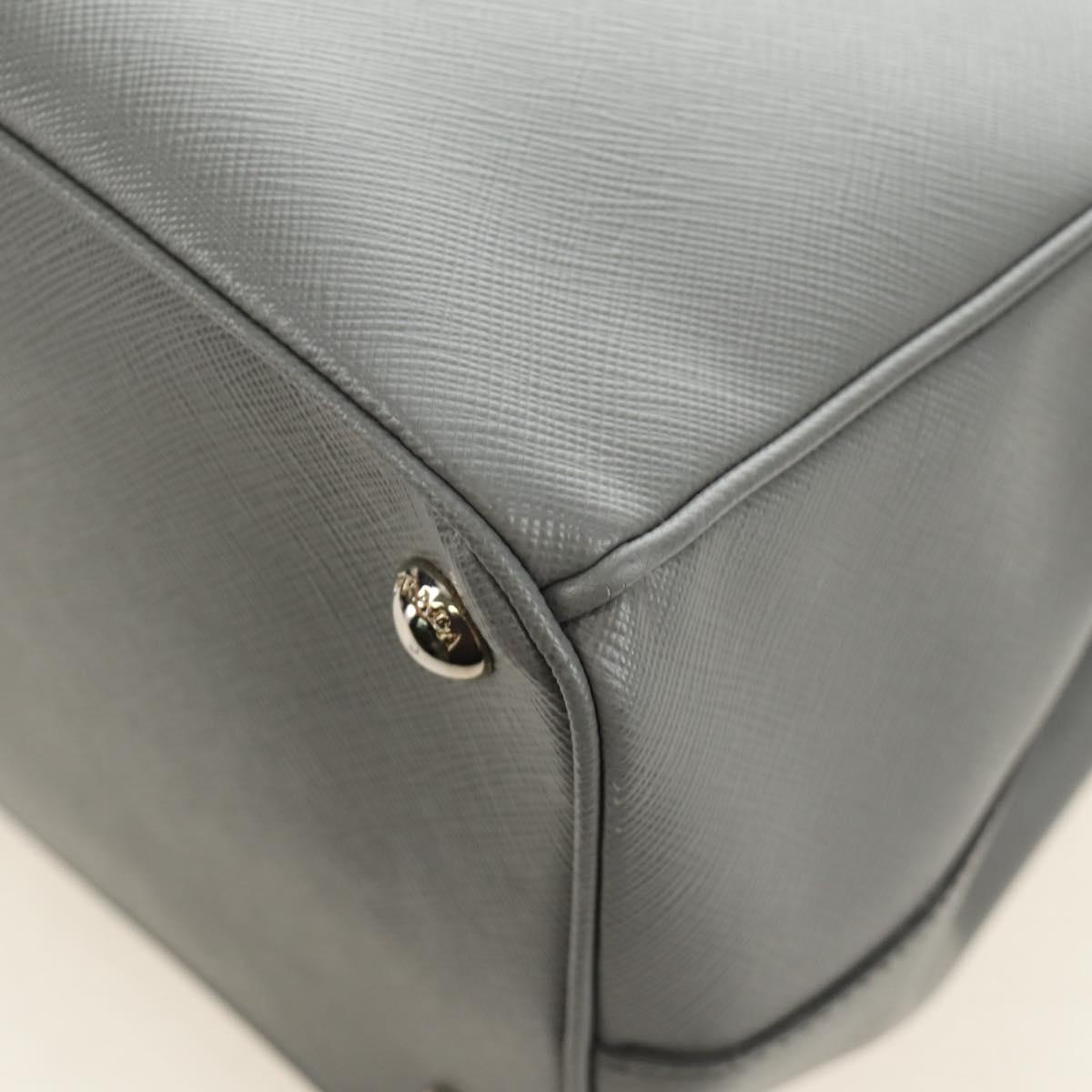 PRADA Hand Bag Safiano Leather 2way Gray Silver Auth yk20551SAM