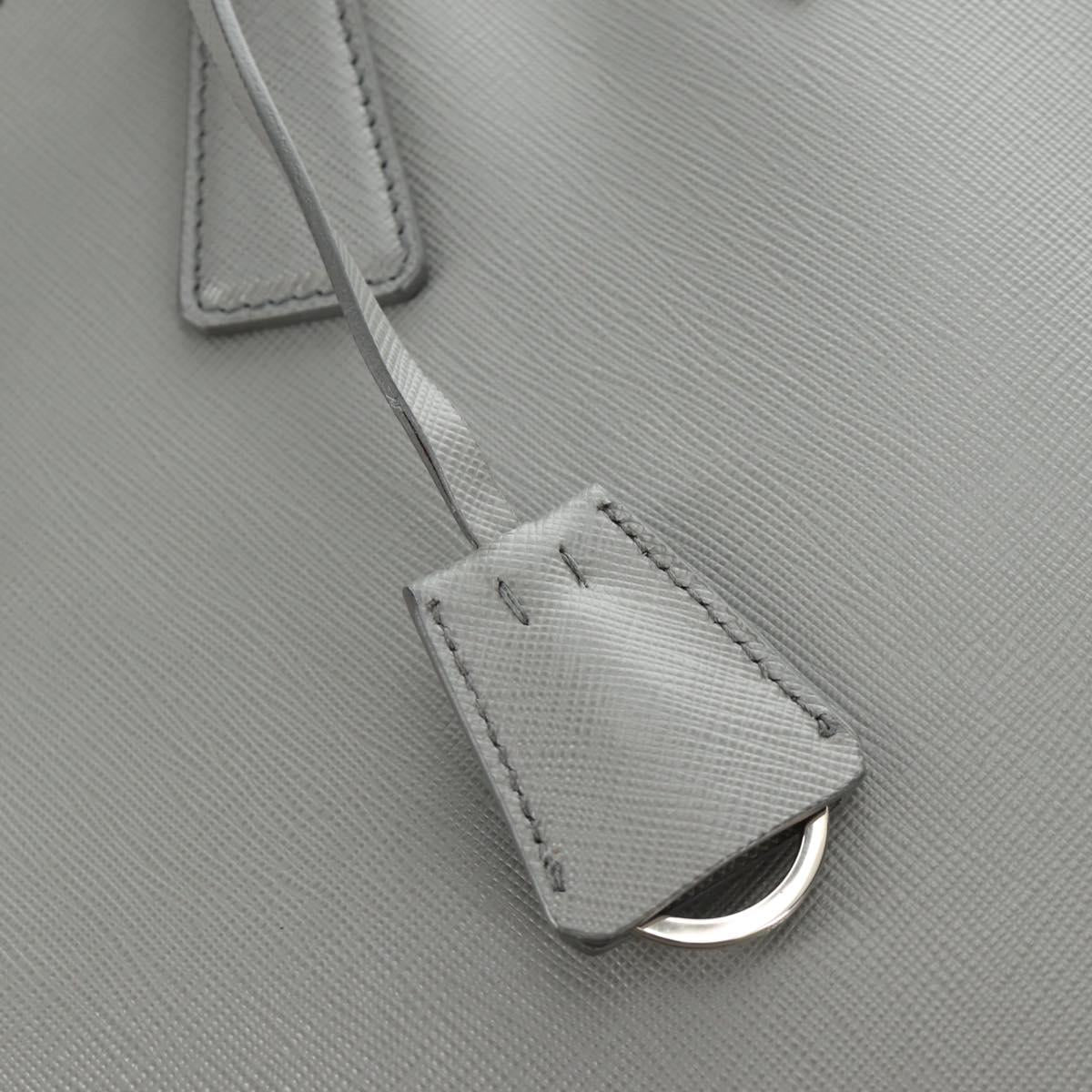 PRADA Hand Bag Safiano Leather 2way Gray Silver Auth yk20551SAM
