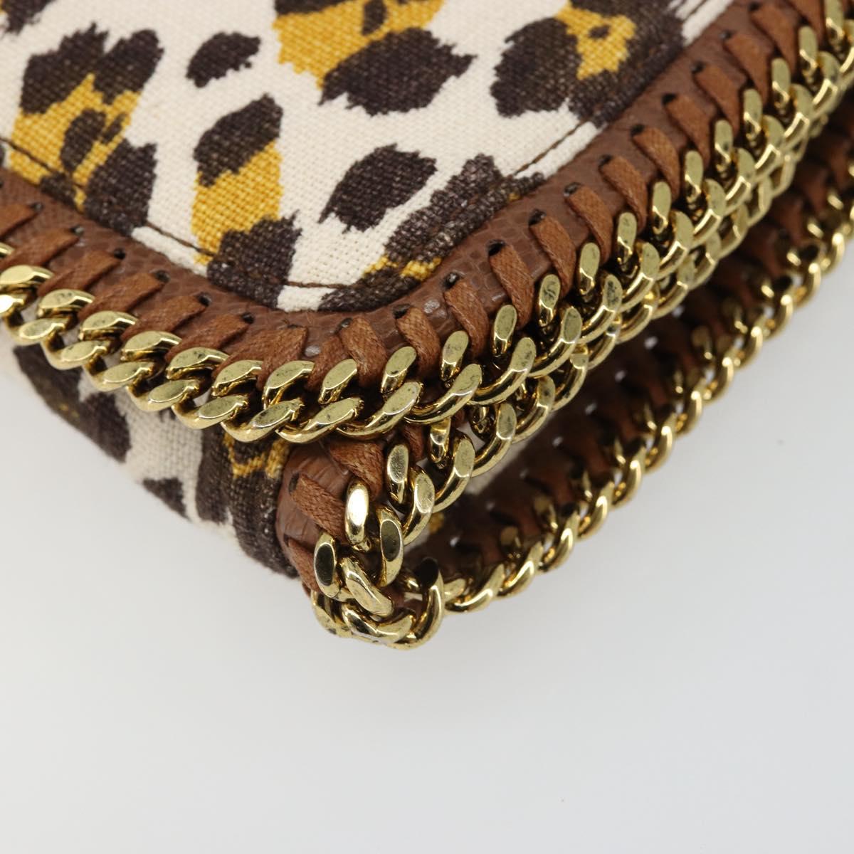 Stella MacCartney Falabella Chain Leopard Pattern Bag Canvas Brown Auth yk20554A