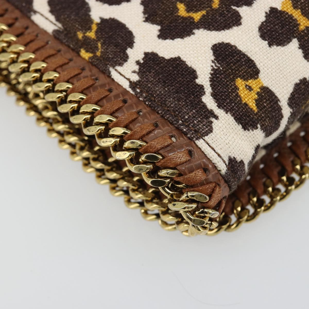 Stella MacCartney Falabella Chain Leopard Pattern Bag Canvas Brown Auth yk20554A