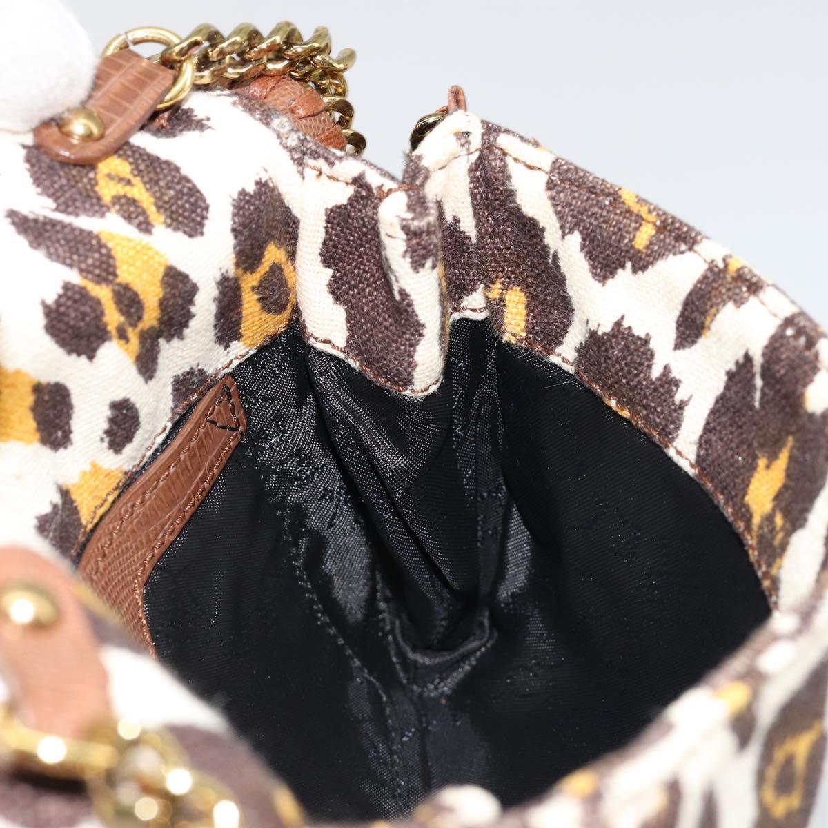 Stella MacCartney Falabella Chain Leopard Pattern Bag Canvas Brown Auth yk20554A