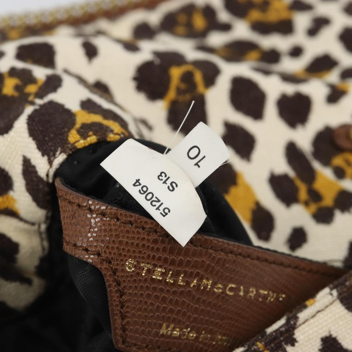 Stella MacCartney Falabella Chain Leopard Pattern Bag Canvas Brown Auth yk20554A