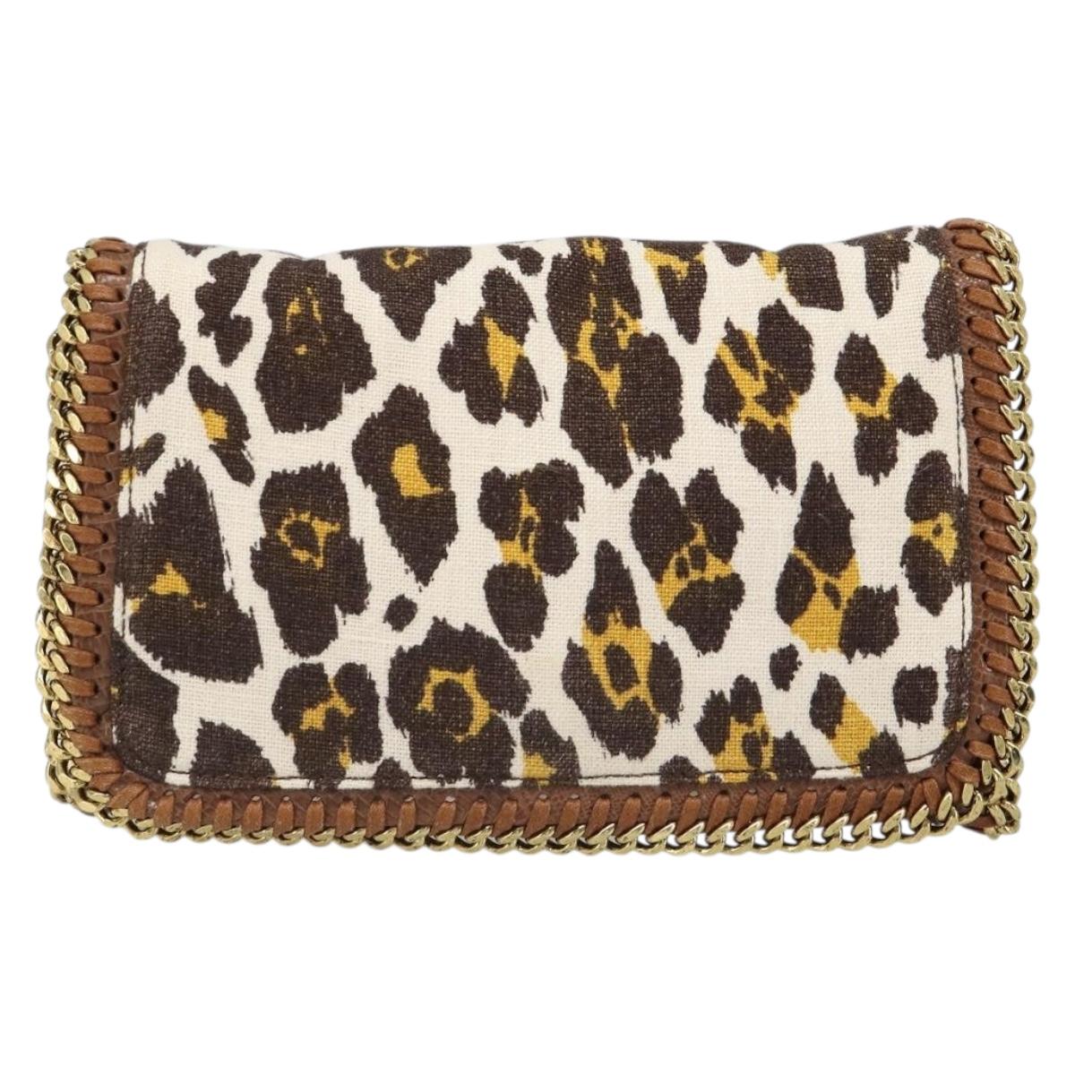 Stella MacCartney Falabella Chain Leopard Pattern Bag Canvas Brown Auth yk20554A