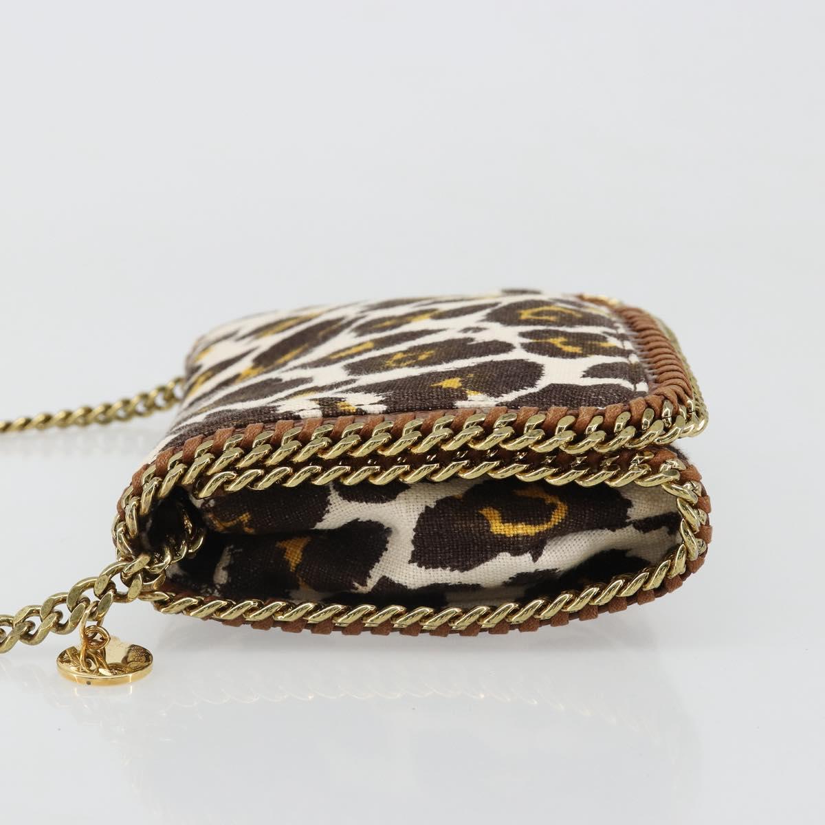 Stella MacCartney Falabella Chain Leopard Pattern Bag Canvas Brown Auth yk20554A