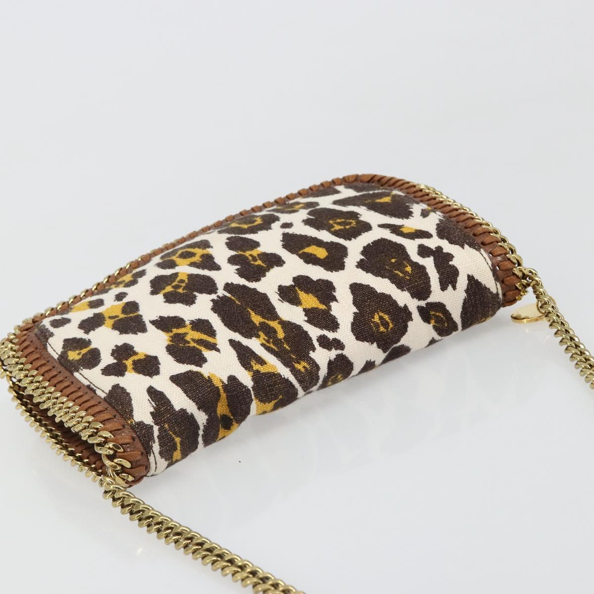 Stella MacCartney Falabella Chain Leopard Pattern Bag Canvas Brown Auth yk20554A