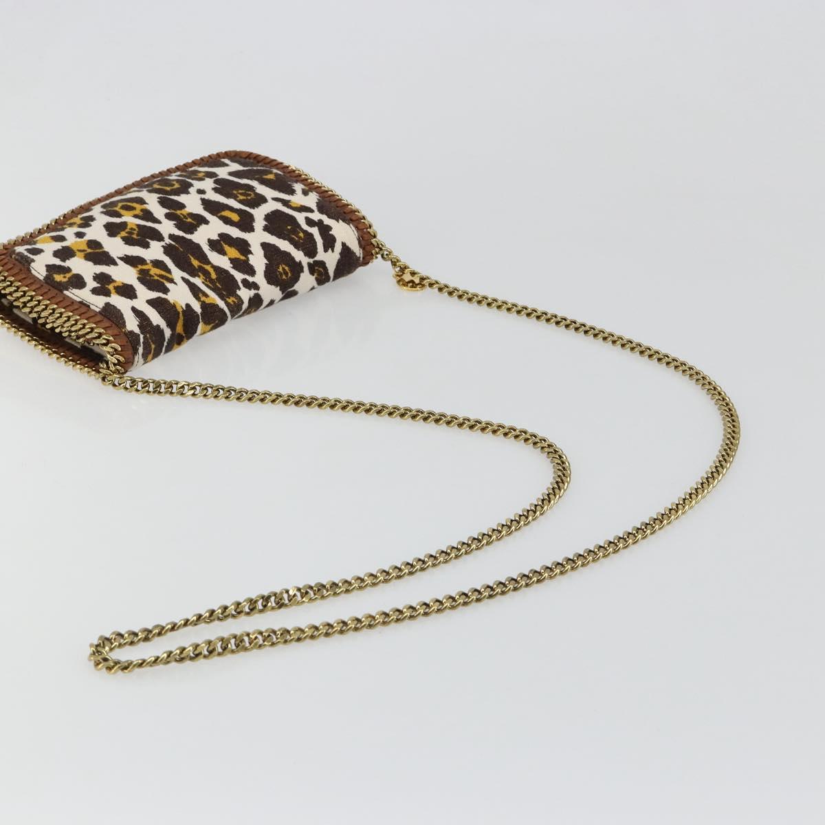 Stella MacCartney Falabella Chain Leopard Pattern Bag Canvas Brown Auth yk20554A