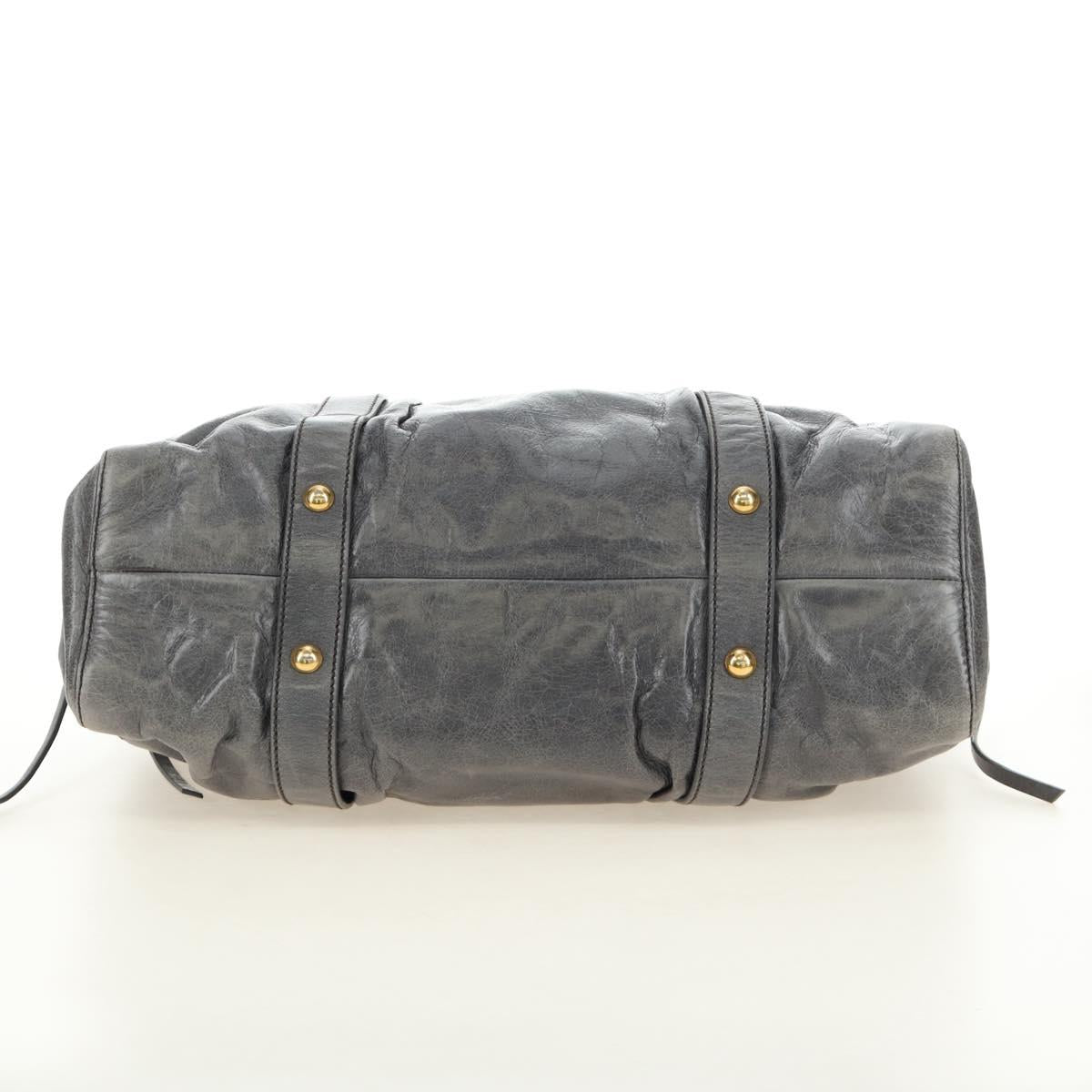 Miu Miu Hand Bag Leather 2way Gray Gold Auth yk20558SAM