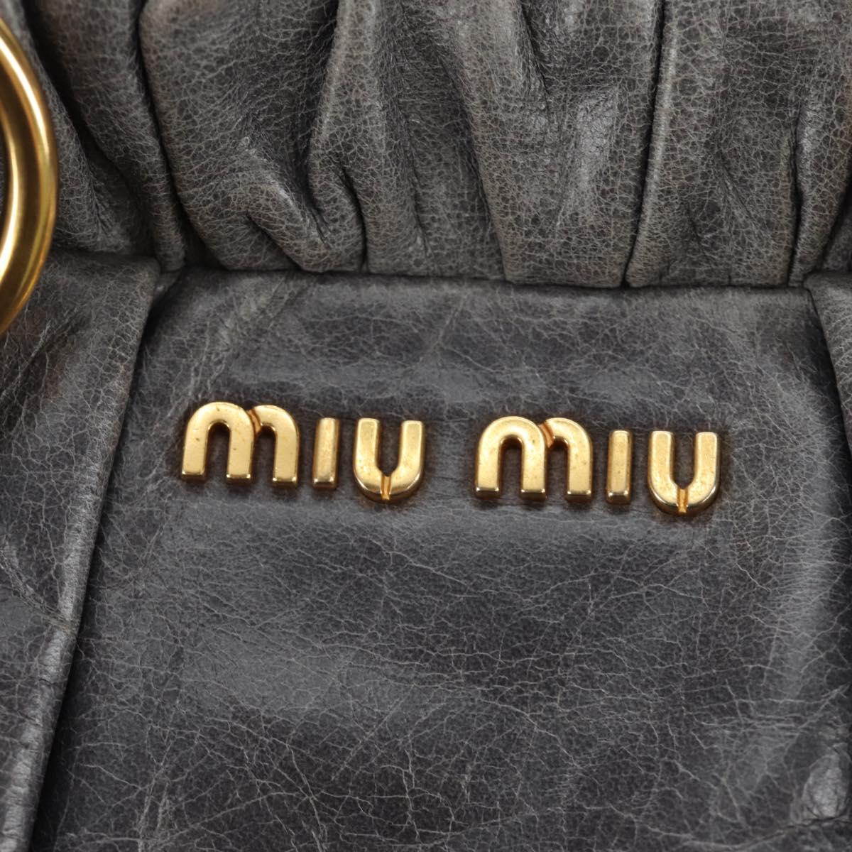 Miu Miu Hand Bag Leather 2way Gray Gold Auth yk20558SAM