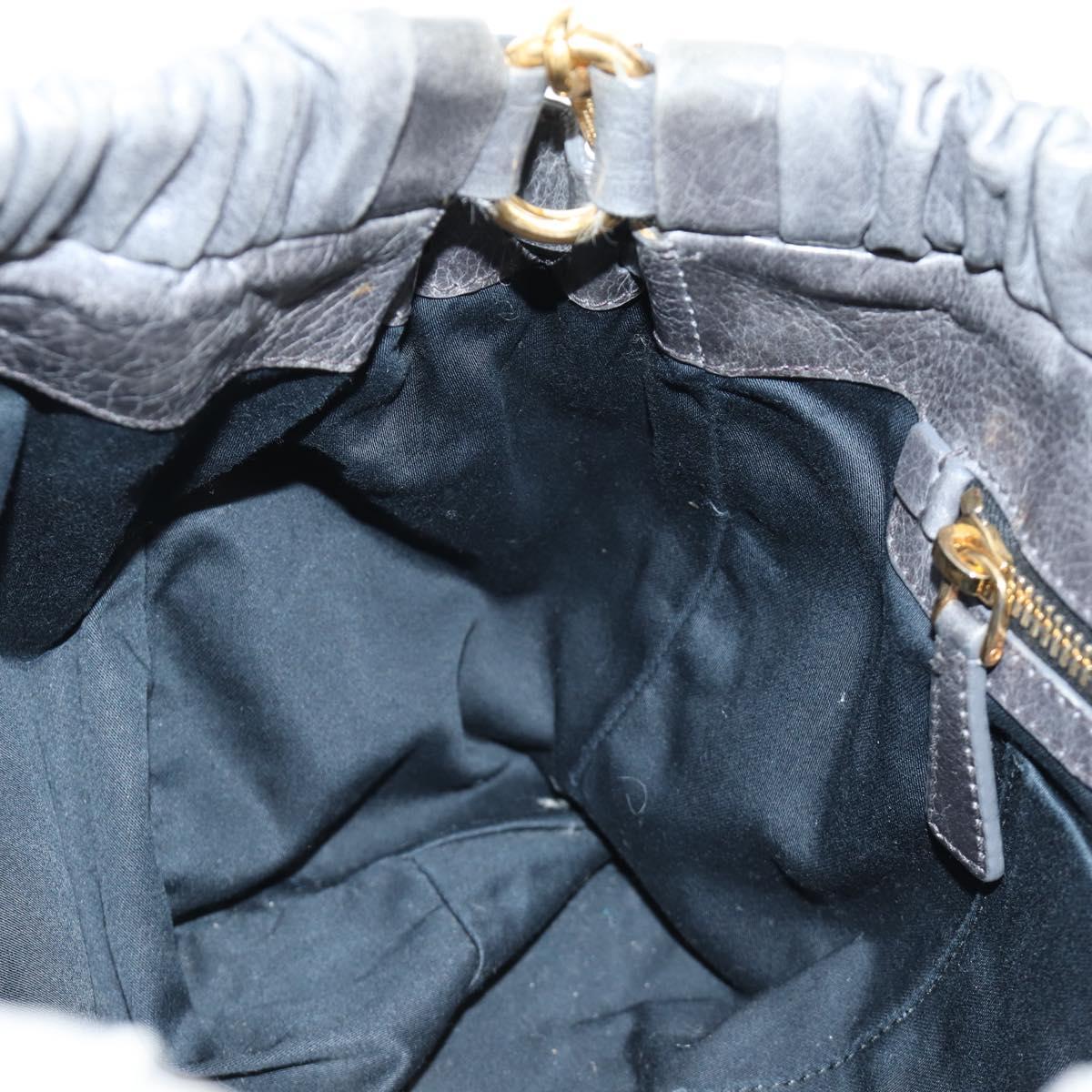 Miu Miu Hand Bag Leather 2way Gray Gold Auth yk20558SAM