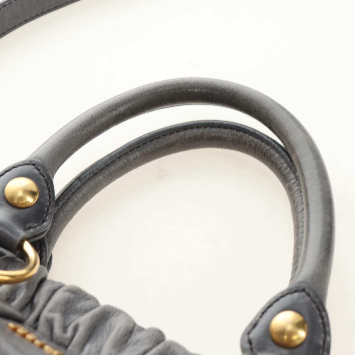 Miu Miu Hand Bag Leather 2way Gray Gold Auth yk20558SAM
