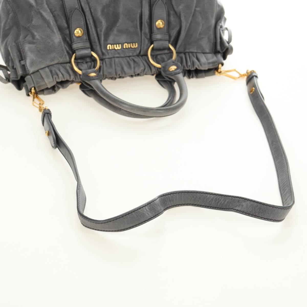 Miu Miu Hand Bag Leather 2way Gray Gold Auth yk20558SAM