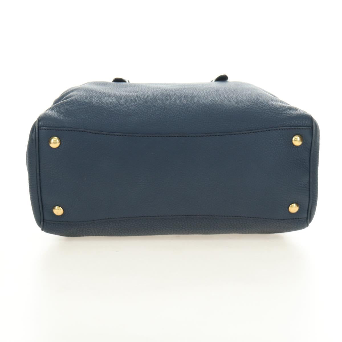 Miu Miu Shoulder Bag Leather Navy Gold Auth yk20559SAM