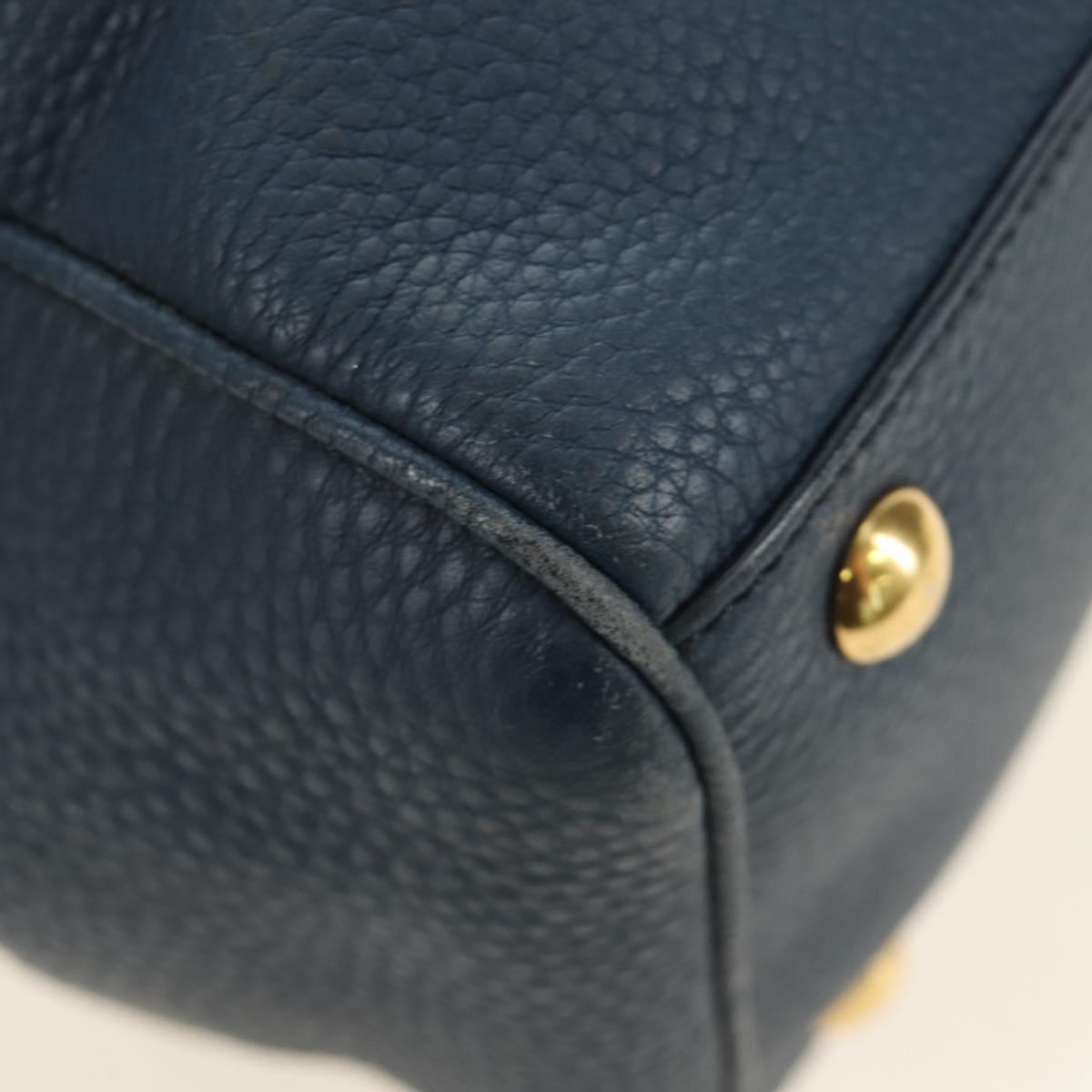 Miu Miu Shoulder Bag Leather Navy Gold Auth yk20559SAM