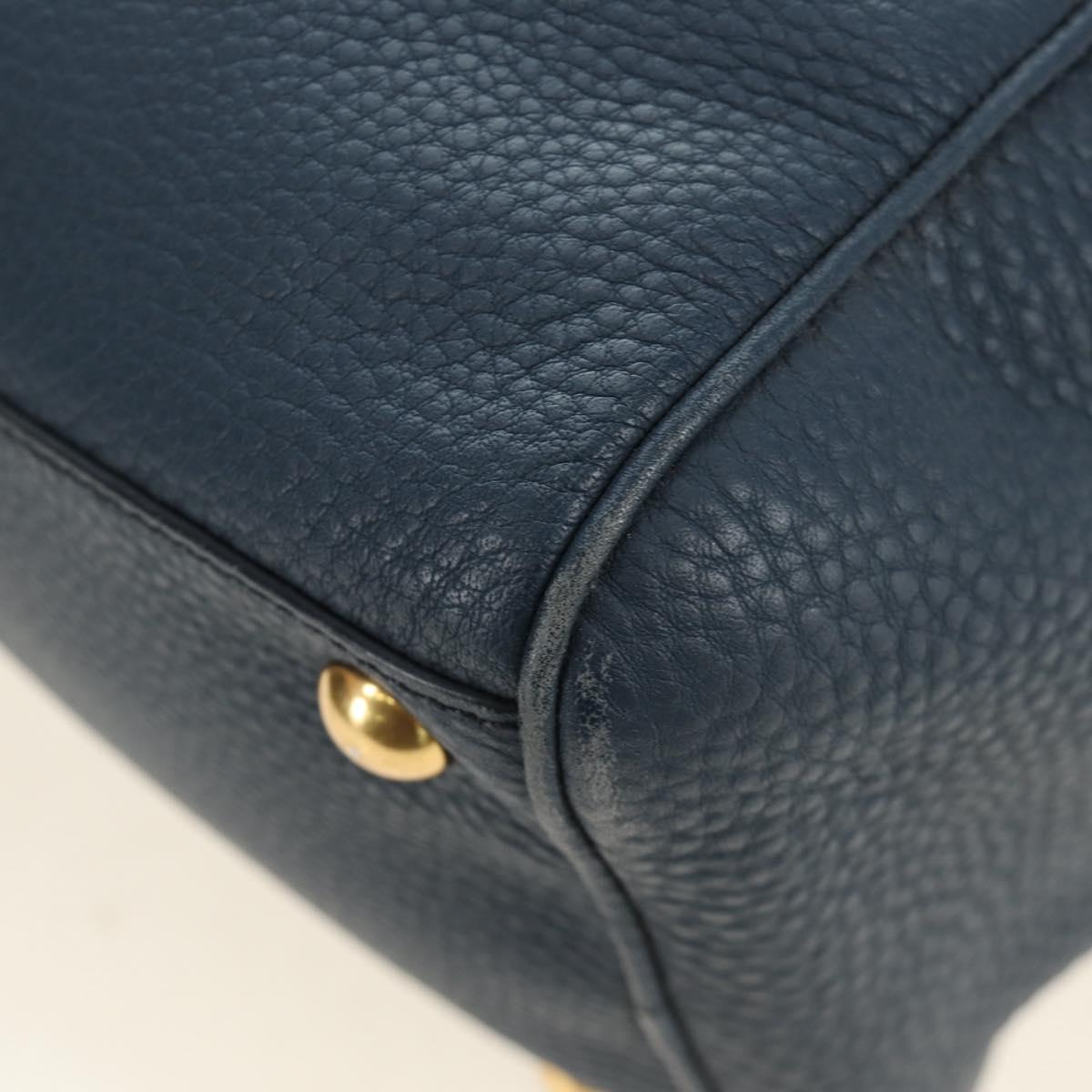 Miu Miu Shoulder Bag Leather Navy Gold Auth yk20559SAM