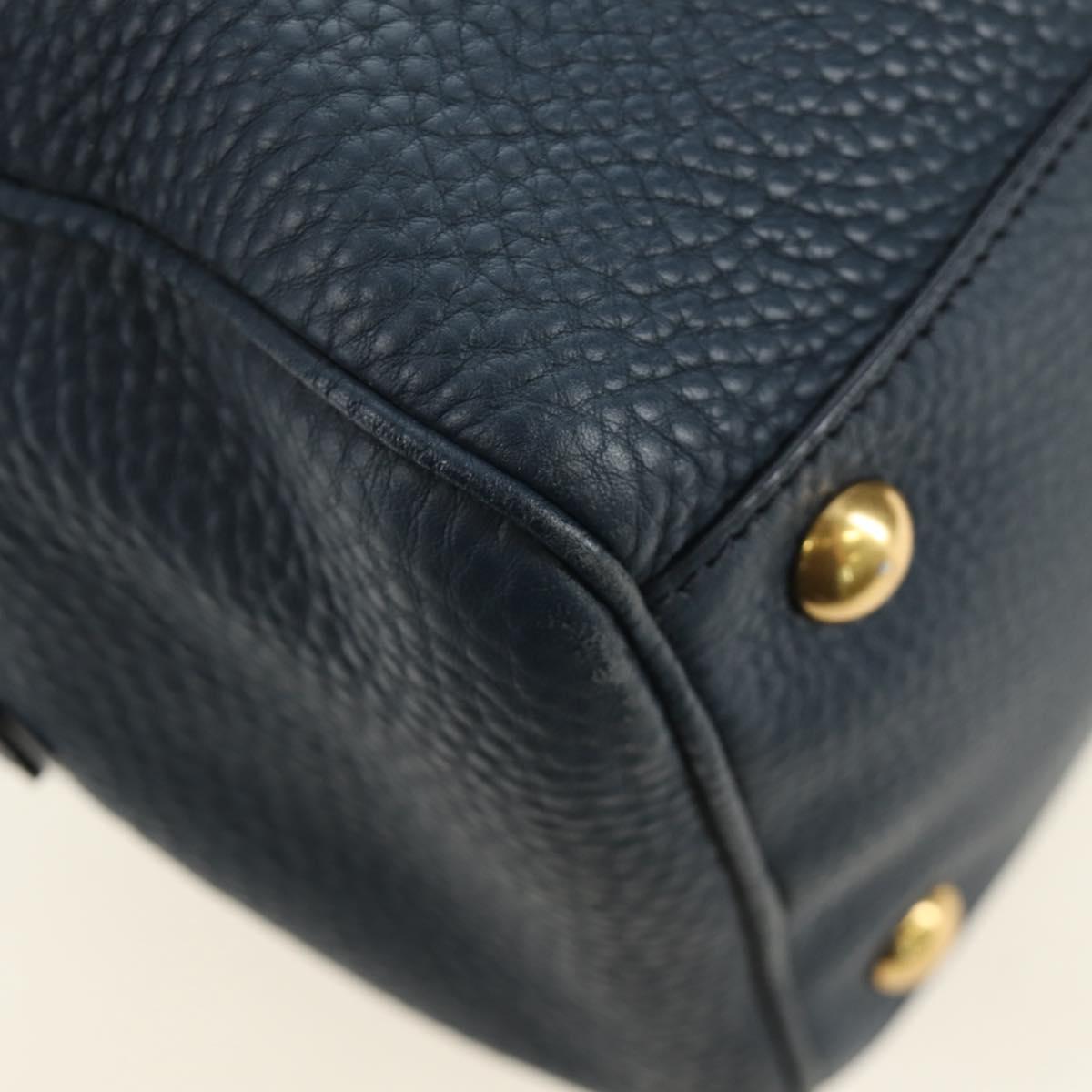 Miu Miu Shoulder Bag Leather Navy Gold Auth yk20559SAM