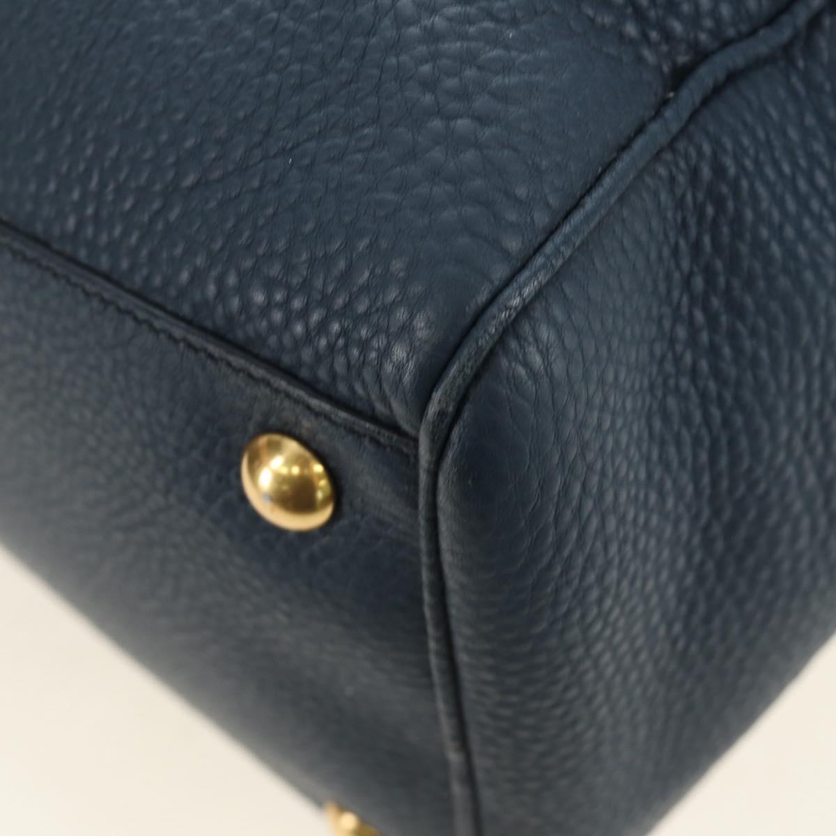 Miu Miu Shoulder Bag Leather Navy Gold Auth yk20559SAM
