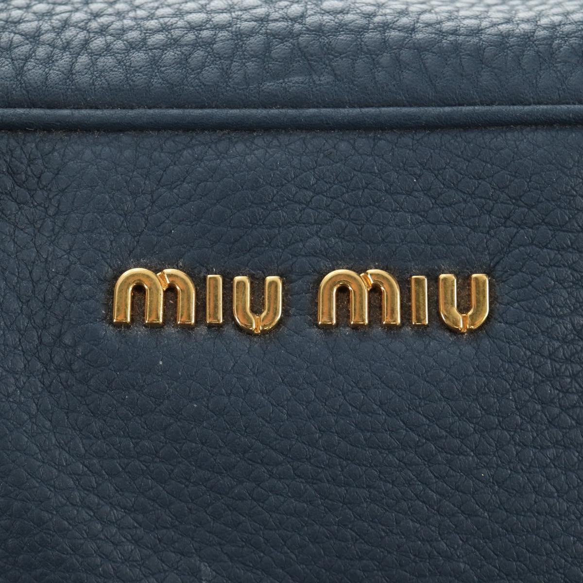 Miu Miu Shoulder Bag Leather Navy Gold Auth yk20559SAM
