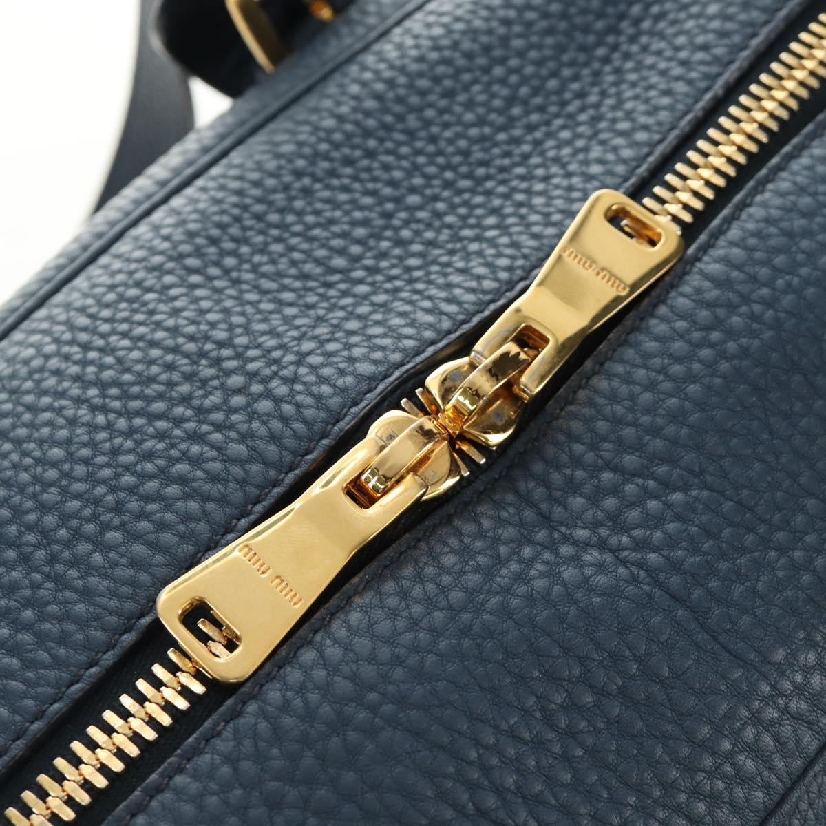 Miu Miu Shoulder Bag Leather Navy Gold Auth yk20559SAM