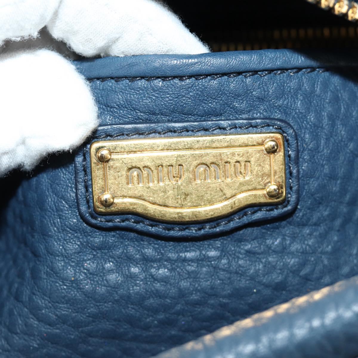 Miu Miu Shoulder Bag Leather Navy Gold Auth yk20559SAM