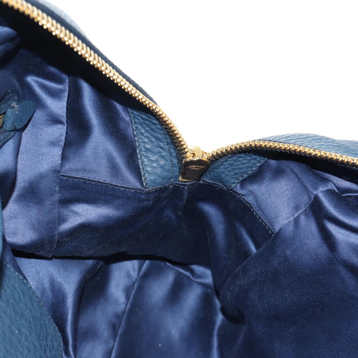 Miu Miu Shoulder Bag Leather Navy Gold Auth yk20559SAM