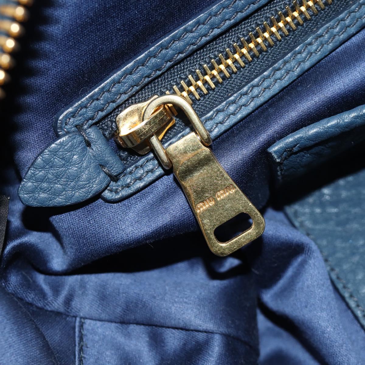 Miu Miu Shoulder Bag Leather Navy Gold Auth yk20559SAM