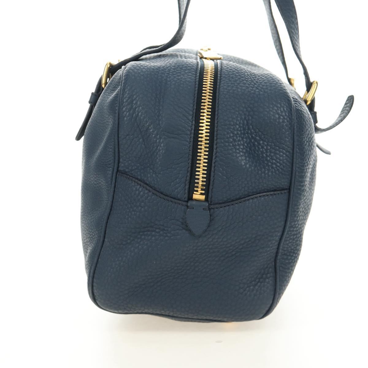 Miu Miu Shoulder Bag Leather Navy Gold Auth yk20559SAM