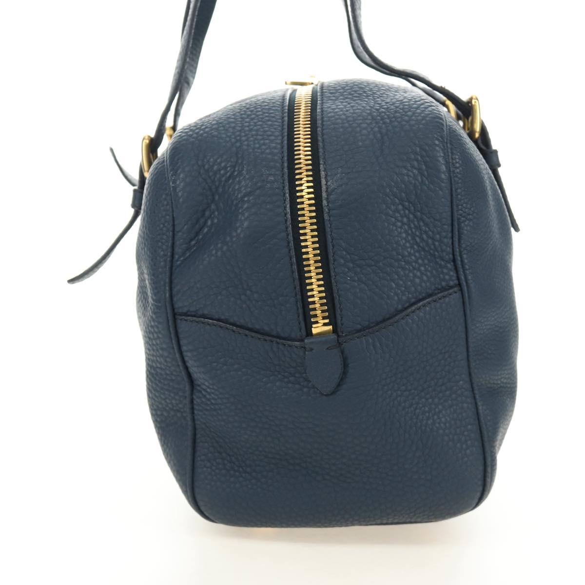 Miu Miu Shoulder Bag Leather Navy Gold Auth yk20559SAM