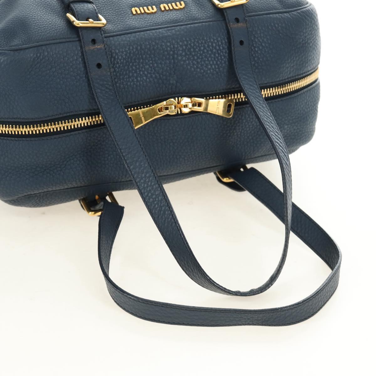 Miu Miu Shoulder Bag Leather Navy Gold Auth yk20559SAM