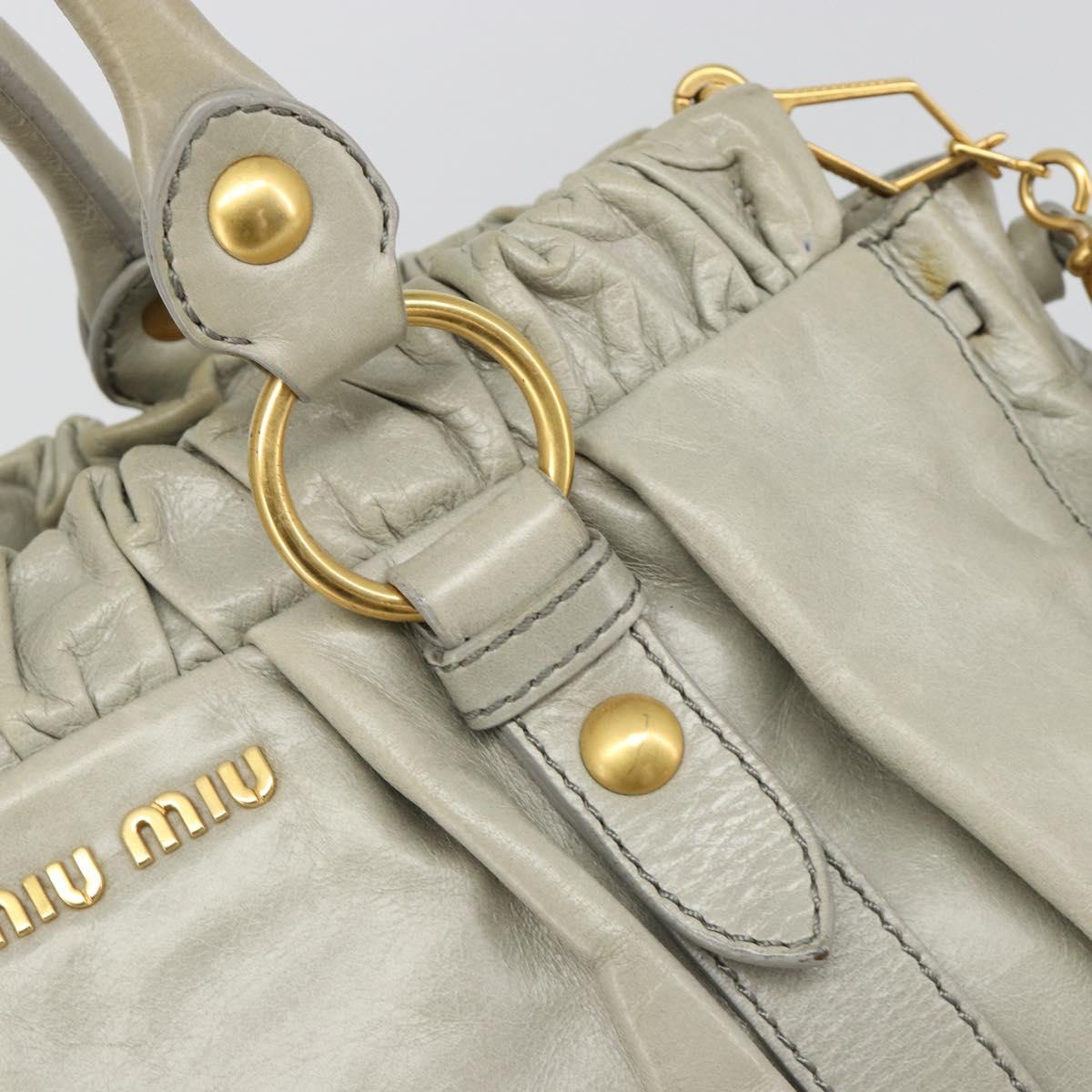 Miu Miu Hand Bag Leather 2way Gray Gold Auth yk20560A
