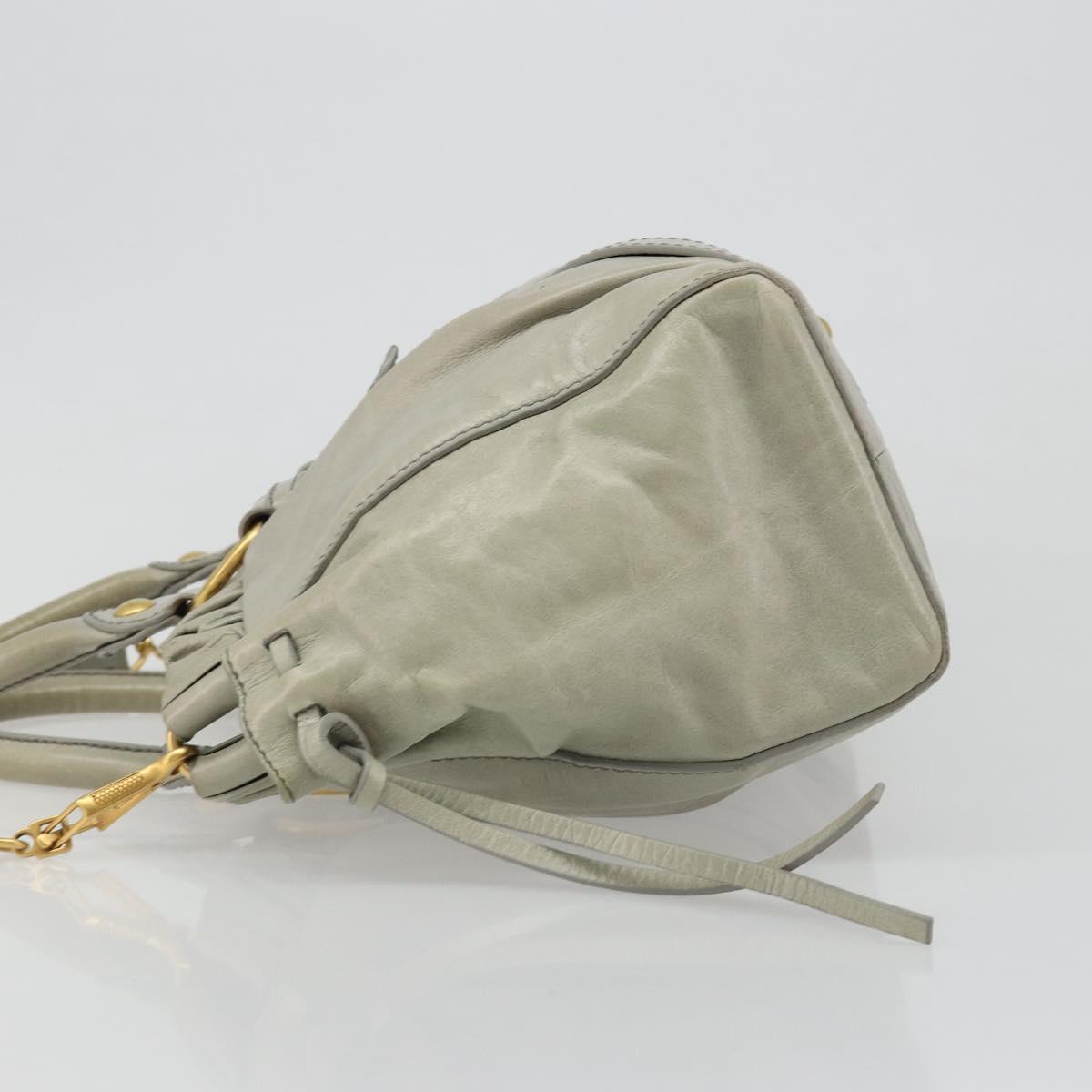Miu Miu Hand Bag Leather 2way Gray Gold Auth yk20560A