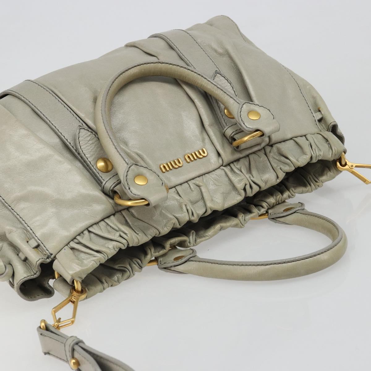 Miu Miu Hand Bag Leather 2way Gray Gold Auth yk20560A
