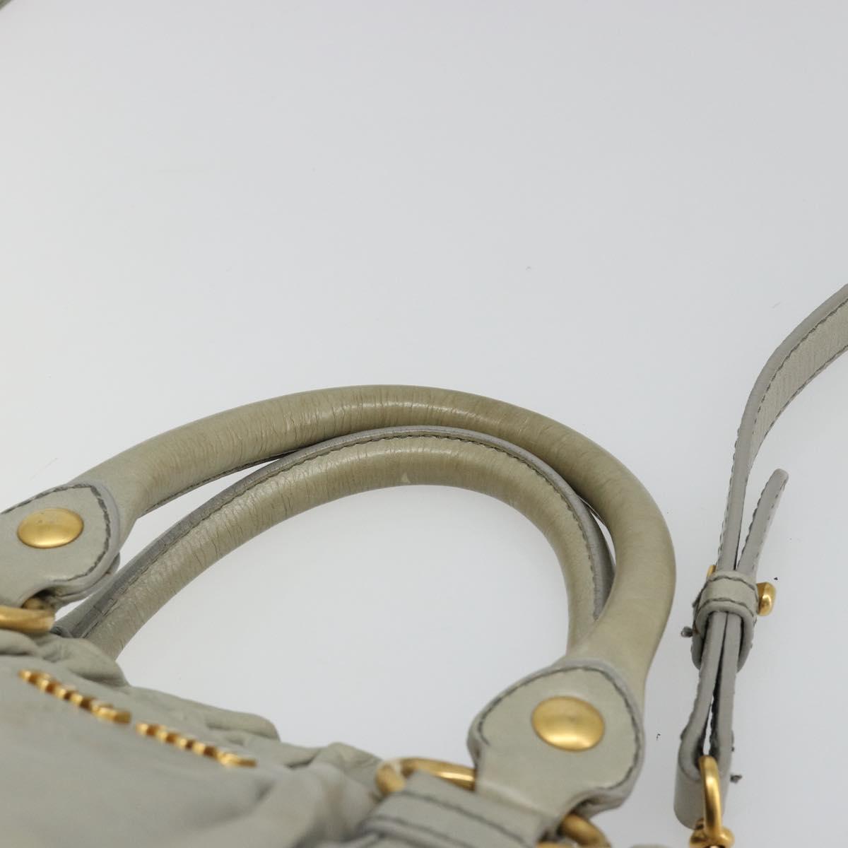 Miu Miu Hand Bag Leather 2way Gray Gold Auth yk20560A